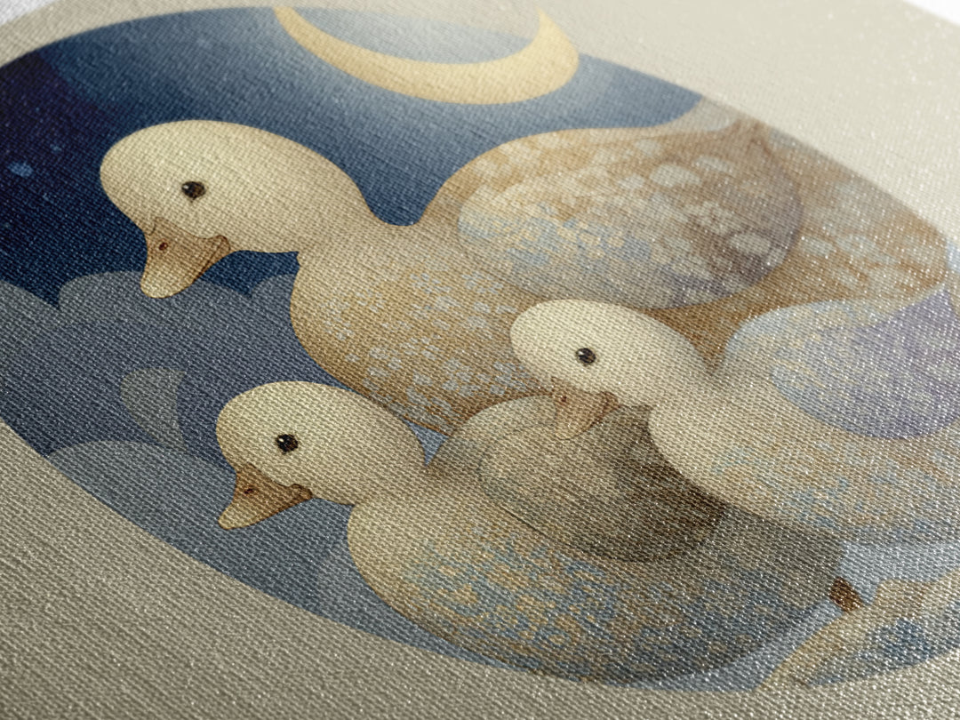 Ducklings Following a Mother Duck Framed Canvas Print, Nursery Art, Woodland Nursery, Nursery Decor, Fine Art, Nursery, NUR-3x2-90