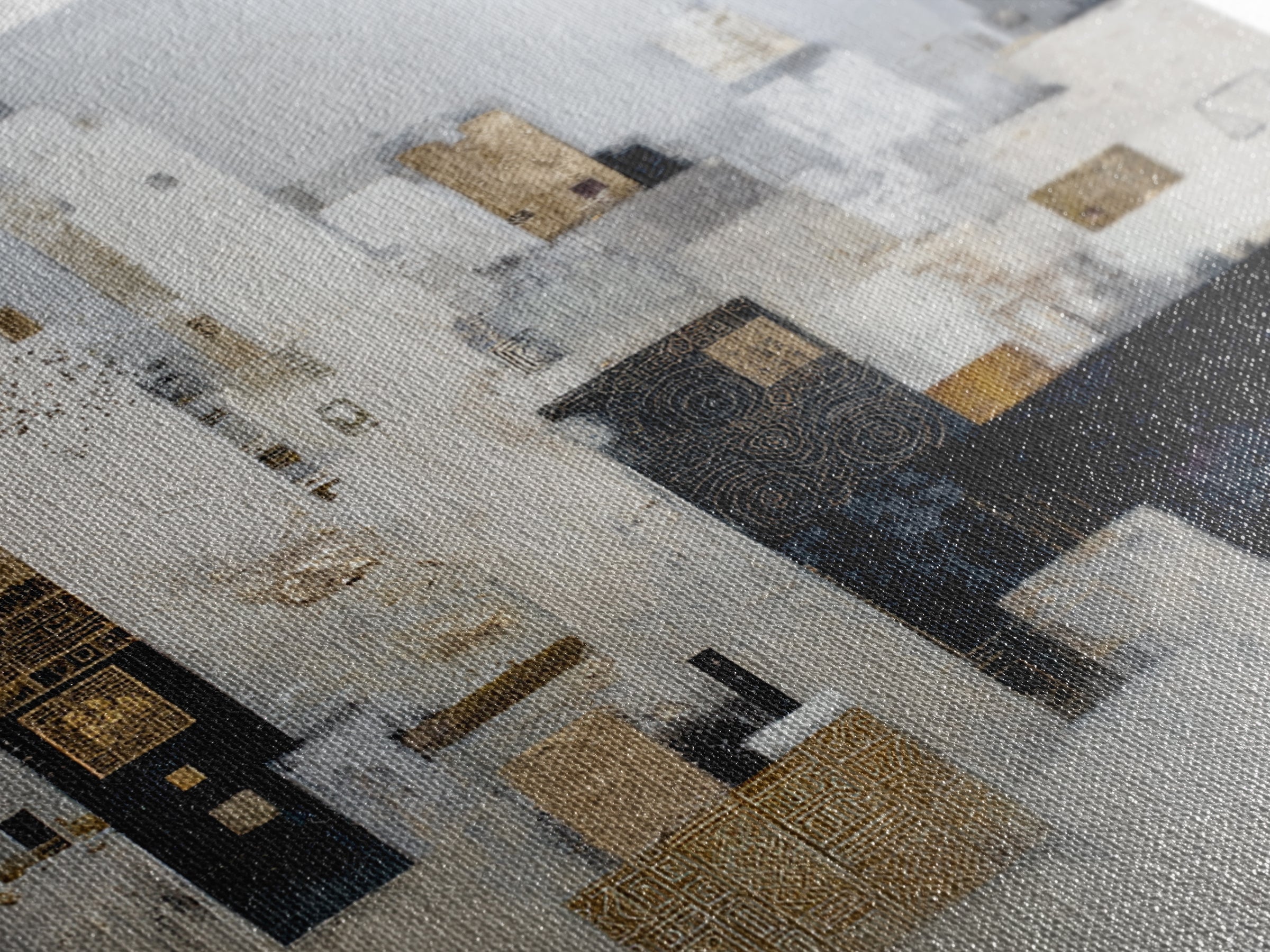Black and White City Skyline Silhouette Framed Canvas Print, Office Art, Fine Art Print, Office Decor, Abstract Art, Focus, OFF-1x1-53