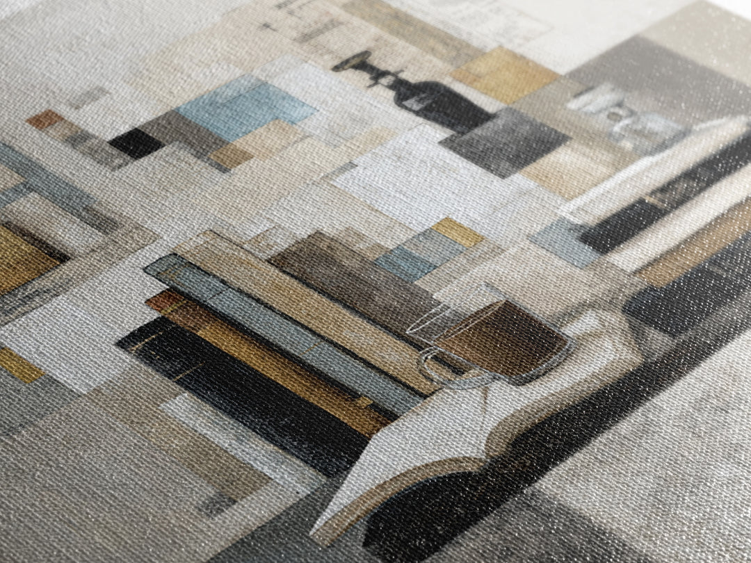 Books and Coffee Still Life Framed Canvas Print, Office Art, Statement Artwork, Office Decor, Abstract Art, Focus, Wall Decor, OFF-1x1-57