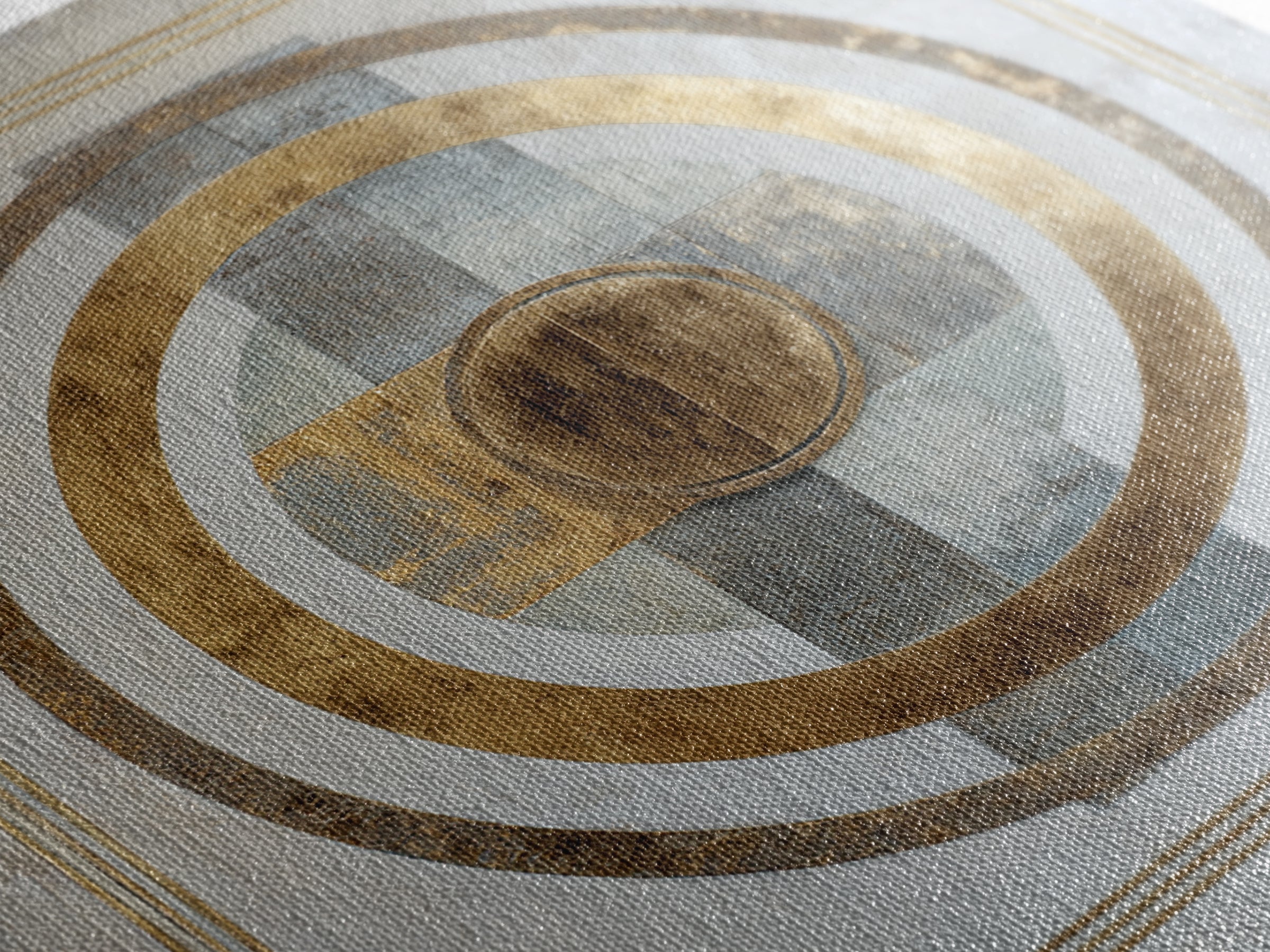 Gold Circle and Line Composition for Clarity Framed Canvas Print, Office Art, Printable Wall Art, Office Decor, Fine Art, Focus, OFF-1x1-8