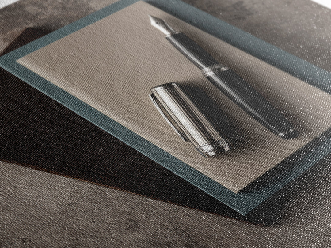 Fountain Pen and Notebook Still Life Without Canvas Print, Office Art, Cubicle Decor, Office Decor, Fine Art, Focus, OFF-1x1-94