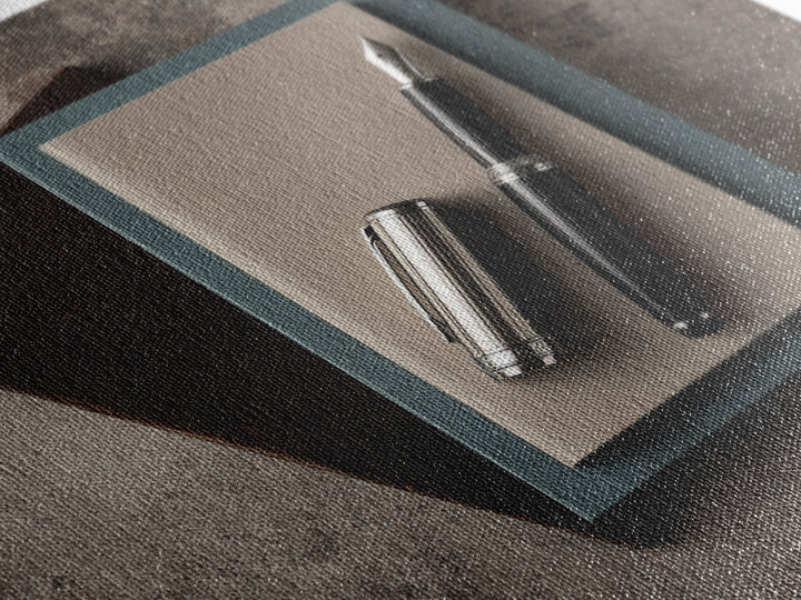 Fountain Pen and Notebook Still Life Without Canvas Print, Office Art, Cubicle Decor, Office Decor, Fine Art, Focus, OFF-1x1-94