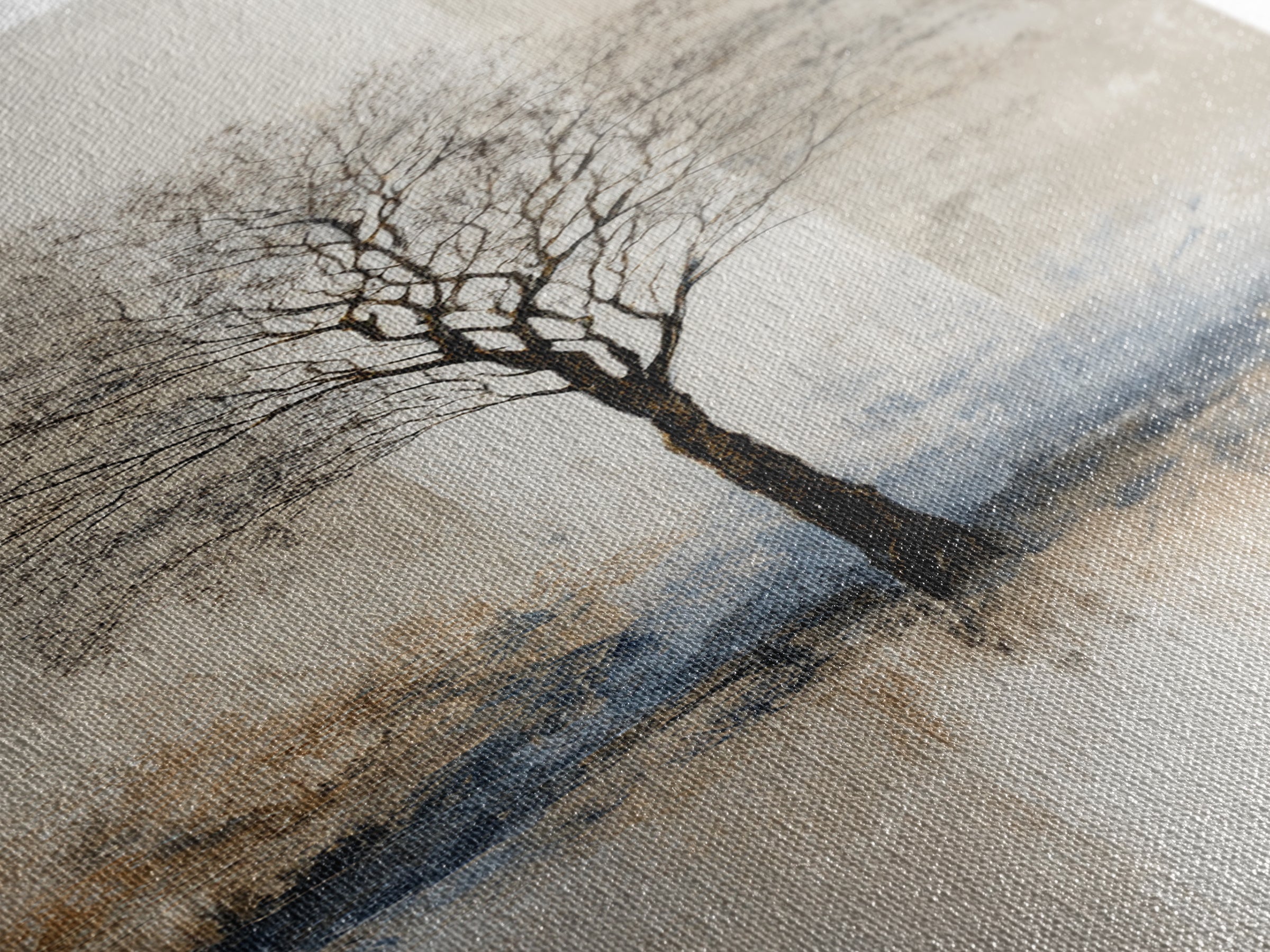 Ink Wash Tree Symbolizing Stability Canvas Print, Office Art, Dopamine Decor, Office Decor, Fine Art, Focus, Boho Decor, OFF-1x3-26