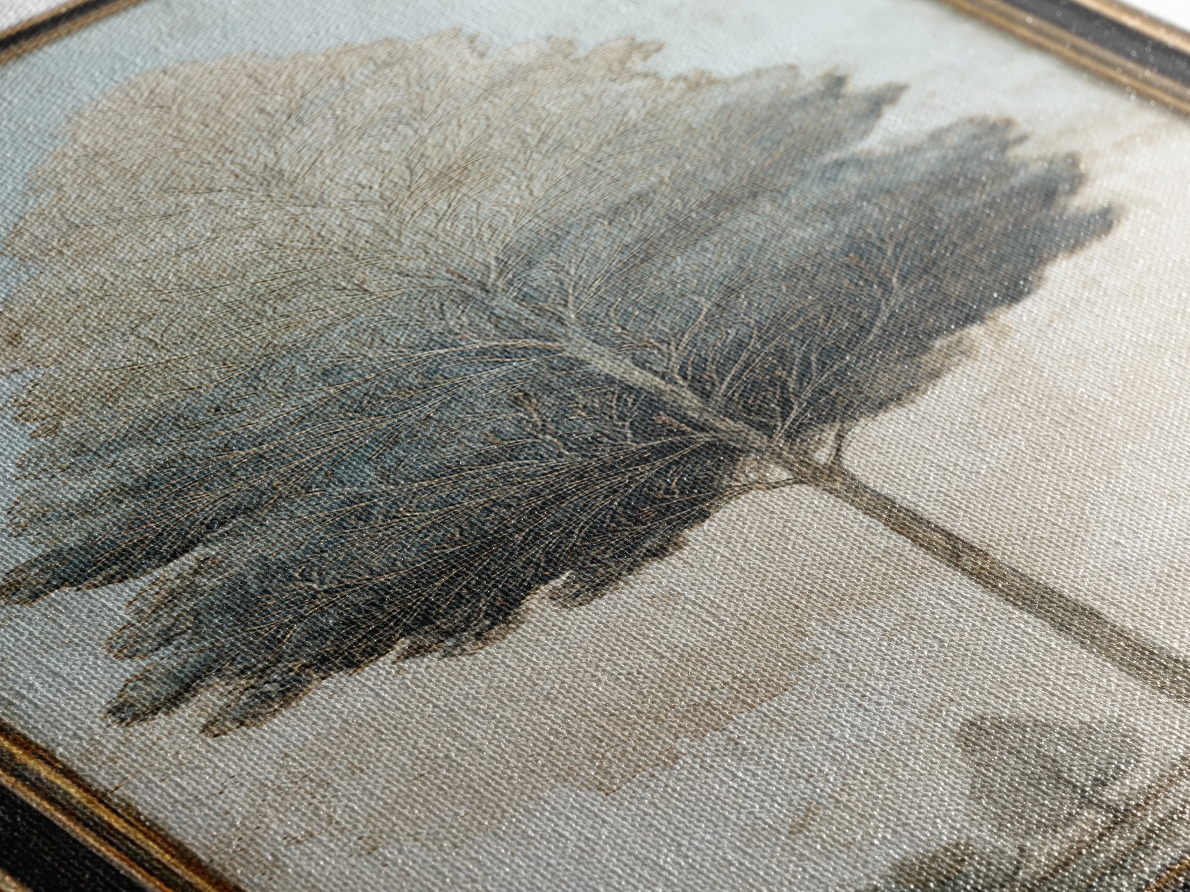 Ink Wash Tree Symbolizing Stability Framed Canvas Print, Office Art, Cubicle Decor, Office Decor, Fine Art, Focus, OFF-1x3-74