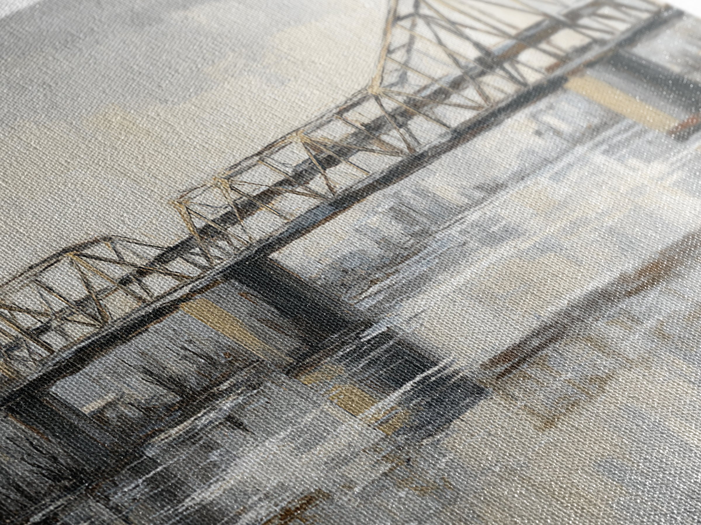 Monochrome Bridge Structure Framed Canvas Print, Office Art, Luxury Decor, Office Decor, Fine Art, Focus, Pet Portrait, OFF-2x1-6
