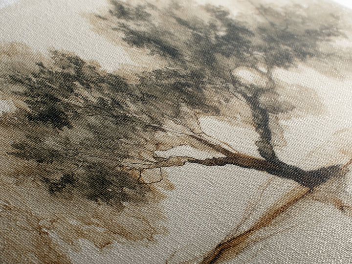 Ink Wash Tree Symbolizing Stability Canvas Print, Office Art, Wall Art, Office Decor, Fine Art, Focus, Boho, Art Deco, OFF-2x1-82
