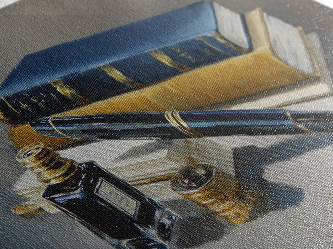 Fountain Pen and Notebook Still Life Without Framed Canvas Print, Office Art, Poster, Office Decor, Oil Painting, Focus, OFF-2x1-90
