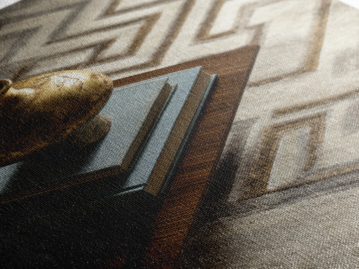 Geometric Labyrinth Pattern Framed Canvas Print, Office Art, Boho Decor, Office Decor, Focus, Digital Art, Pet Portrait, OFF-2x3-2