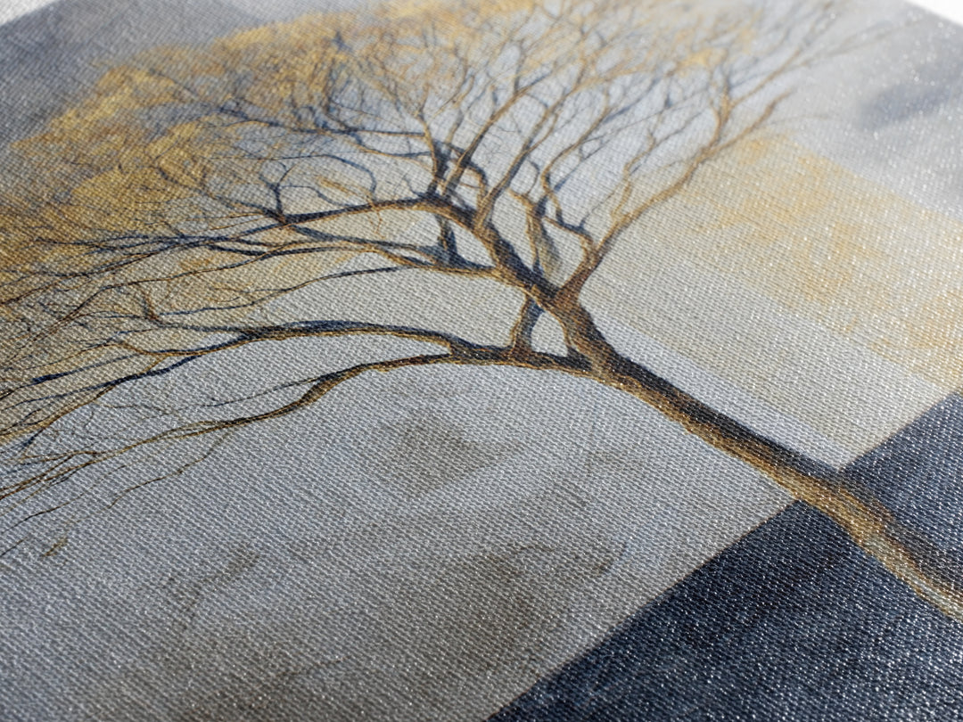 Ink Wash Tree Symbolizing Stability Framed Canvas Print, Office Art, Textured Painting, Office Decor, Fine Art, Focus, OFF-2x3-22