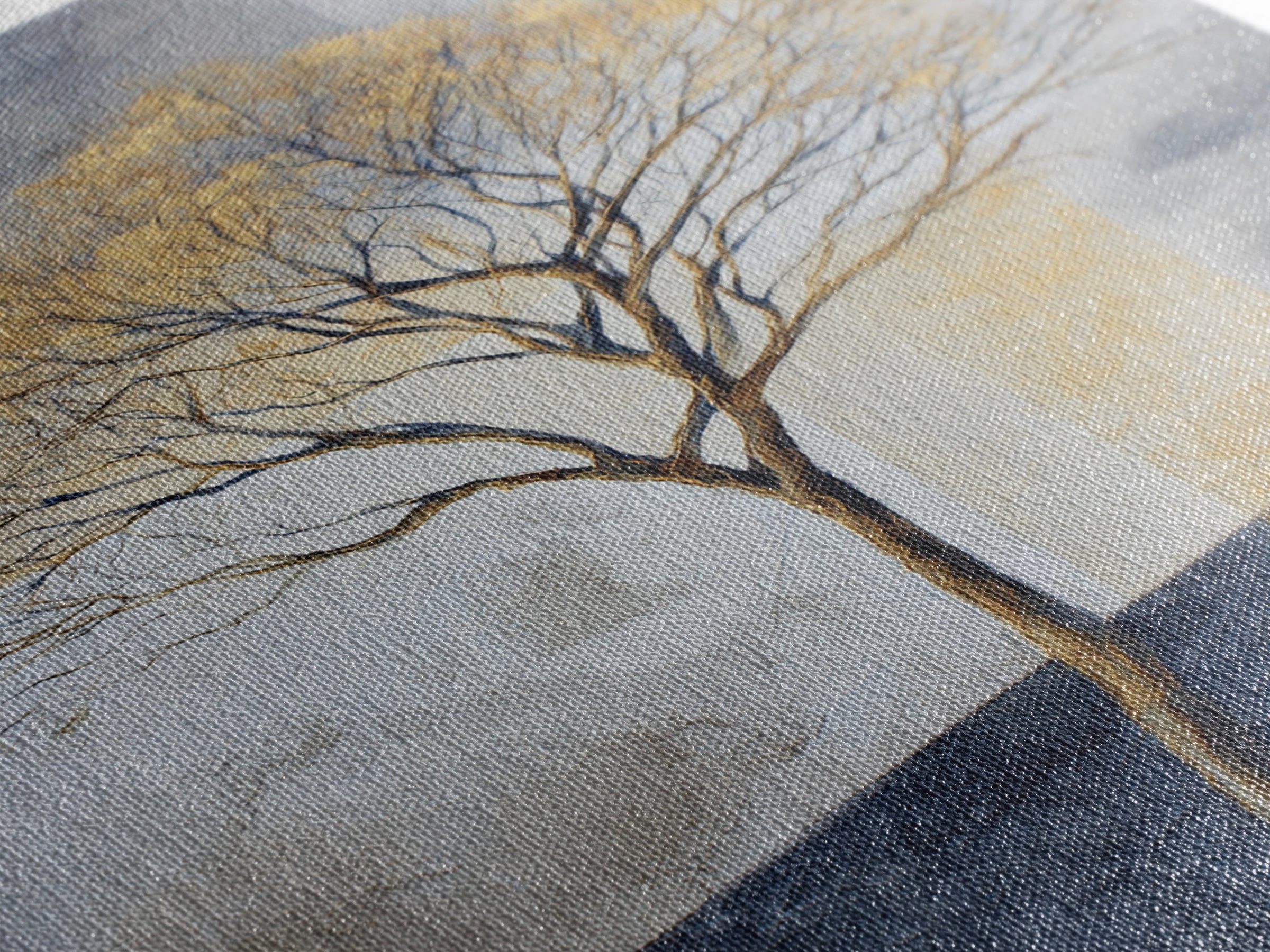 Ink Wash Tree Symbolizing Stability Framed Canvas Print, Office Art, Textured Painting, Office Decor, Fine Art, Focus, OFF-2x3-22