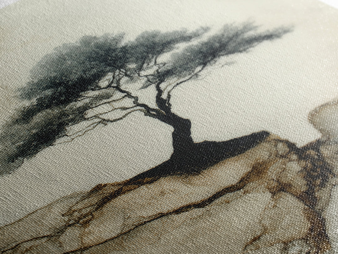 Ink Wash Tree Symbolizing Stability Canvas Print, Office Art, Poster, Office Decor, Fine Art, Focus, Canvas Wall Art, OFF-2x3-70
