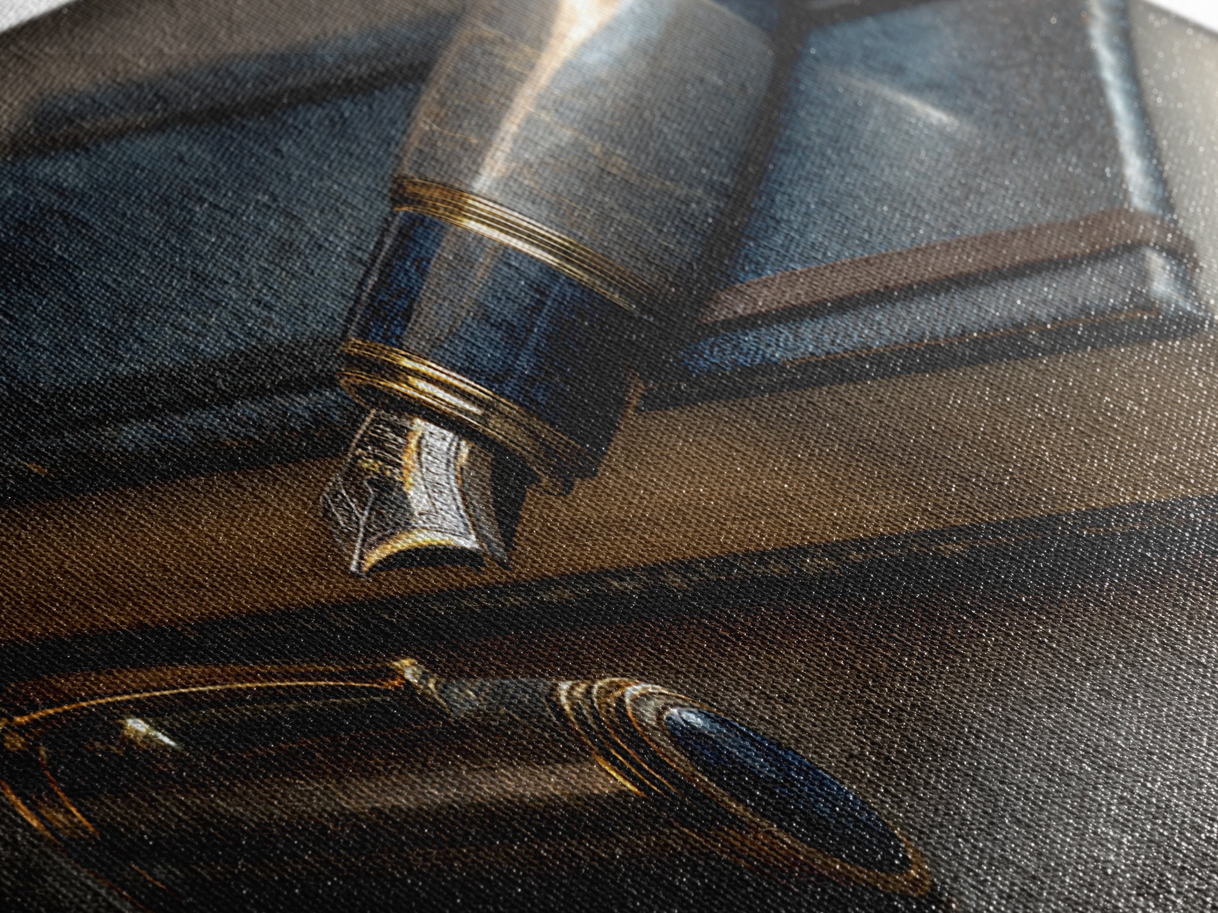 Fountain Pen and Notebook Still Life Without Canvas Print, Office Art, Cubicle Decor, Office Decor, Fine Art, Focus, OFF-3x1-14