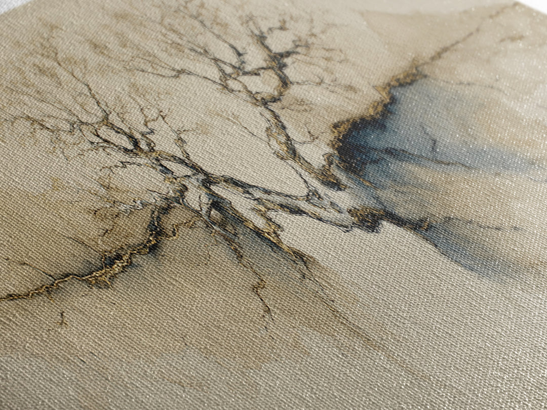 Ink Wash Tree Symbolizing Stability Canvas Print, Office Art, Wall Art, Office Decor, Fine Art, Focus, Boho, Art Deco, OFF-3x1-30