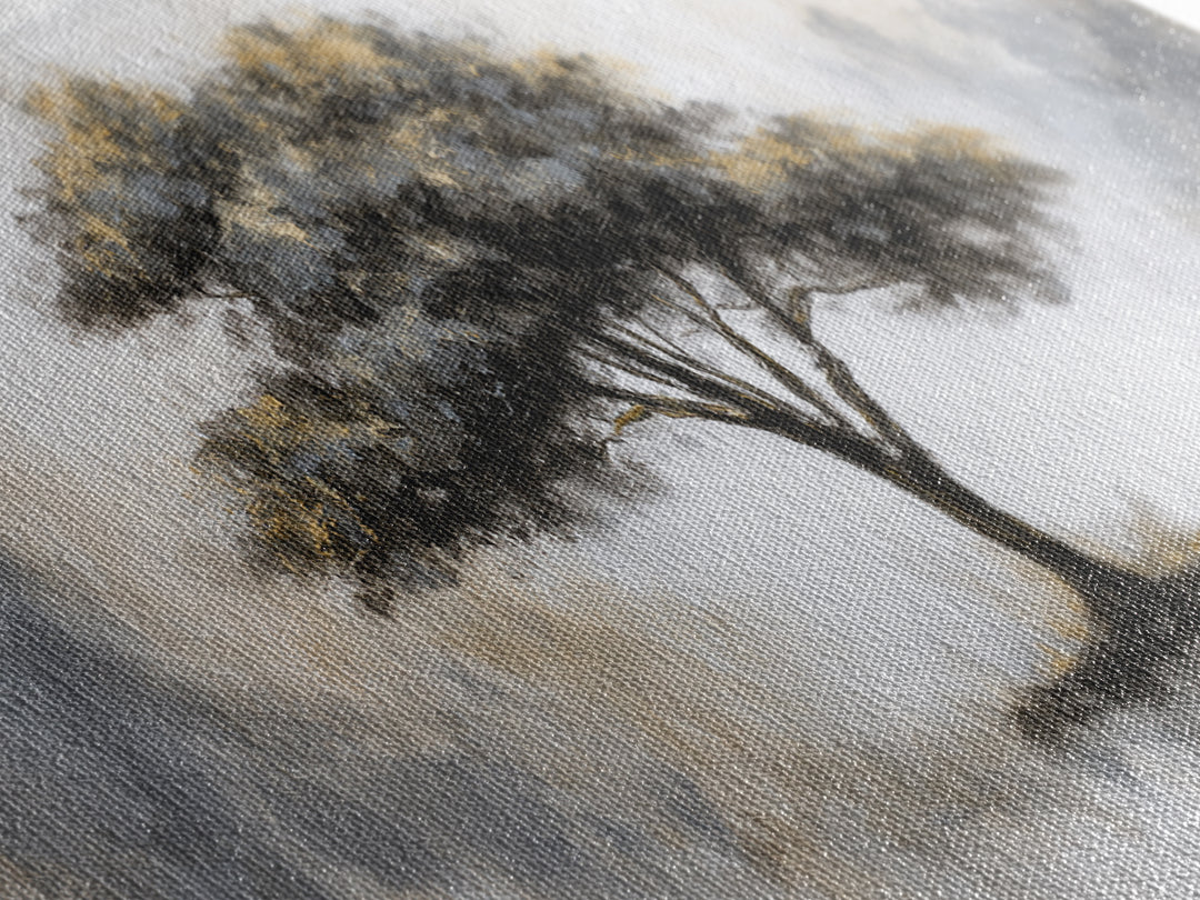 Ink Wash Tree Symbolizing Stability Canvas Print, Office Art, Poster, Office Decor, Fine Art, Focus, Canvas Wall Art, OFF-3x1-78