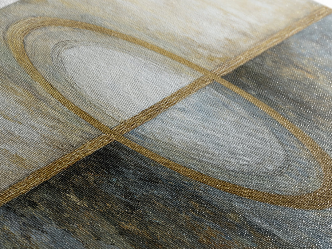 Gold Circle and Line Composition for Clarity Canvas Print, Office Art, Neutral Decor, Office Decor, Abstract Art, Focus, OFF-3x1-96