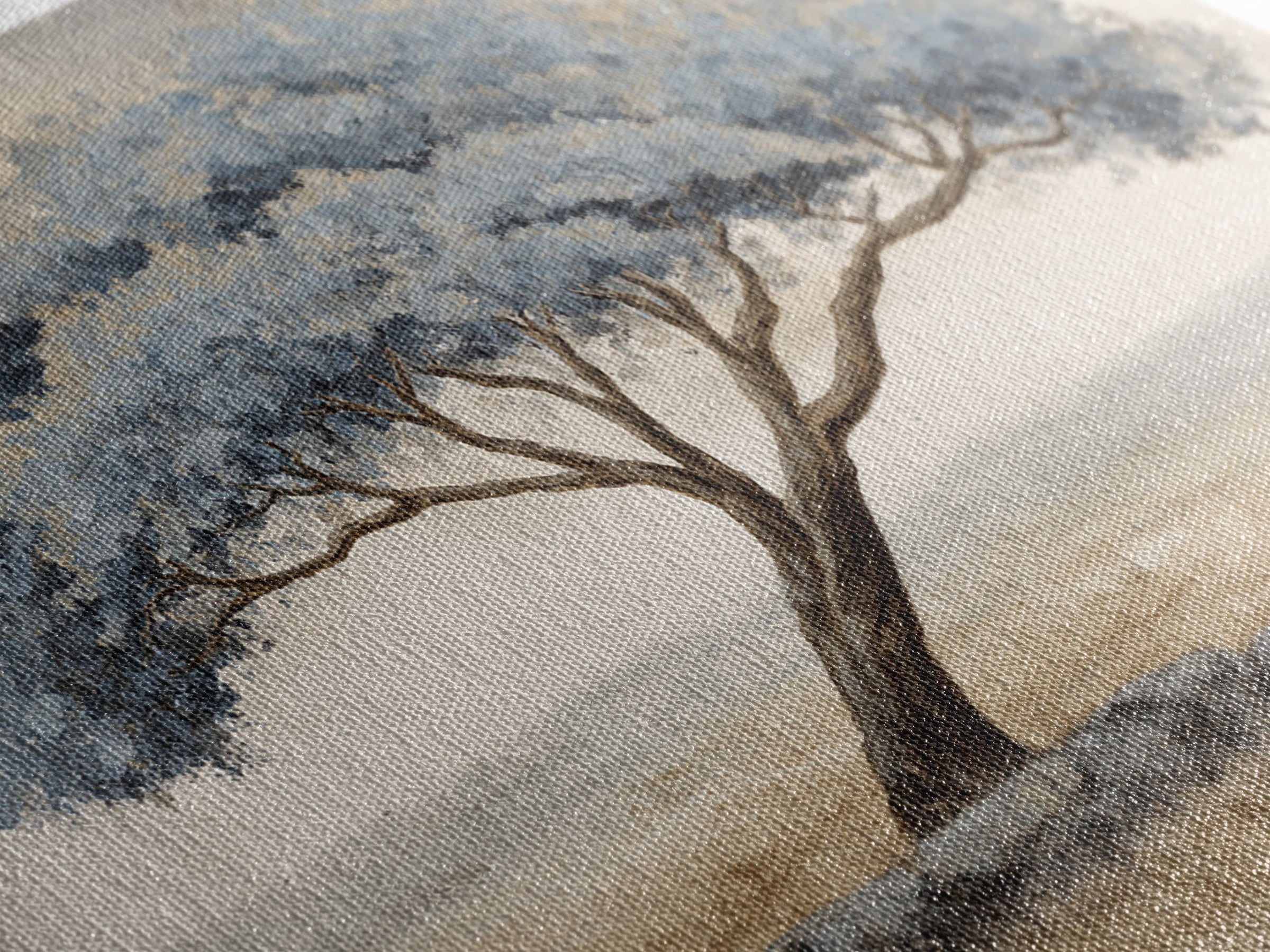 Ink Wash Tree Symbolizing Stability Canvas Print, Office Art, Art Deco, Office Decor, Fine Art, Focus, Bedroom Wall Art, OFF-3x2-42