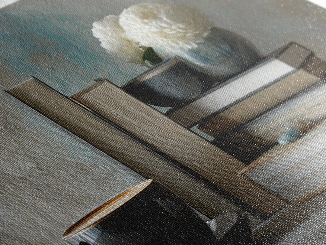 Books and Coffee Still Life Canvas Print, Office Art, Living Room Decor, Office Decor, Oil Painting, Focus, Fine Art Print, OFF-3x2-61
