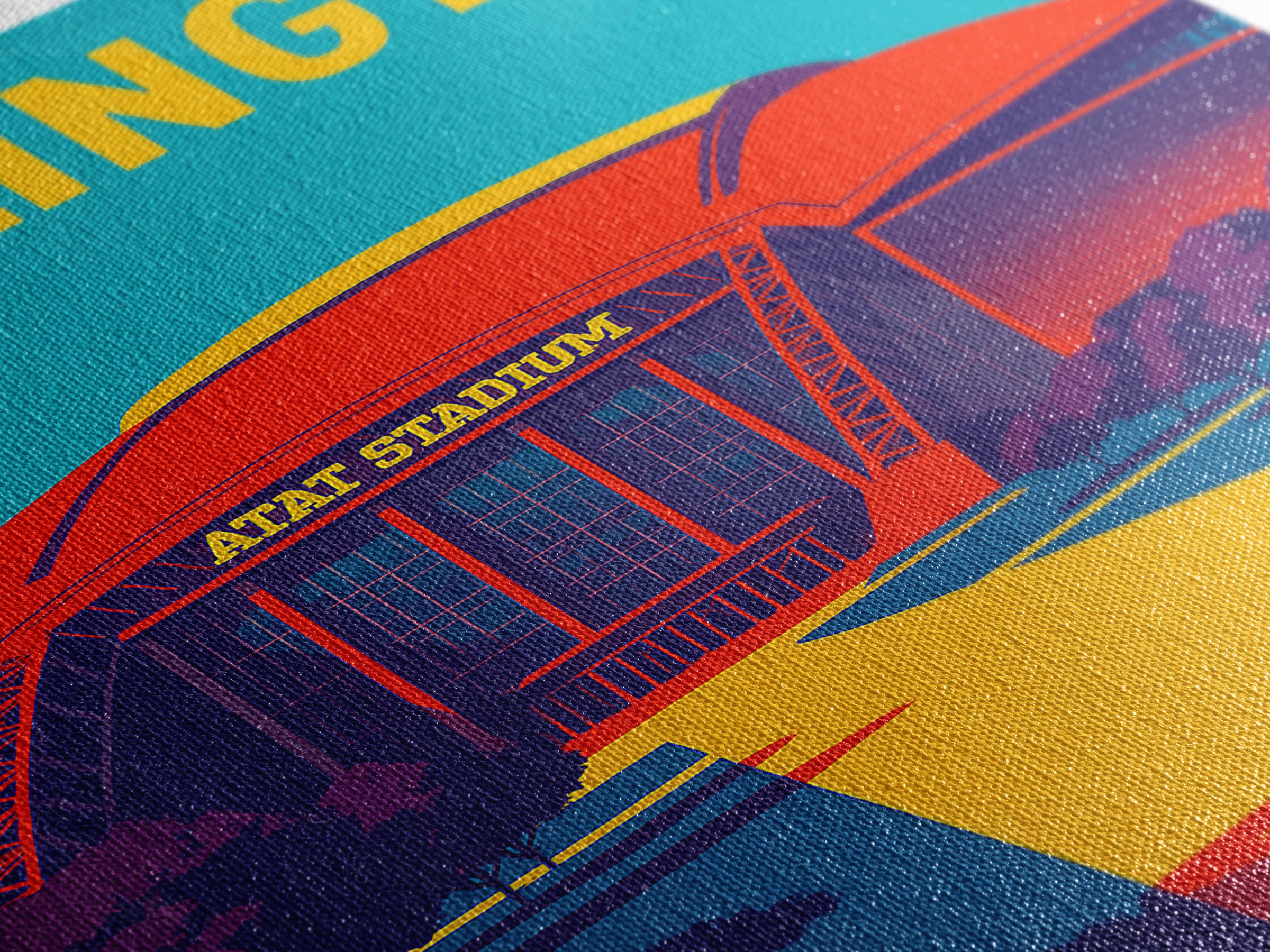 Arlington Texas Travel Poster, Canvas Print, Colorful Graphic Wall Art, Arlington Travel Art, Retro Travel Print, Travel Poster Art
