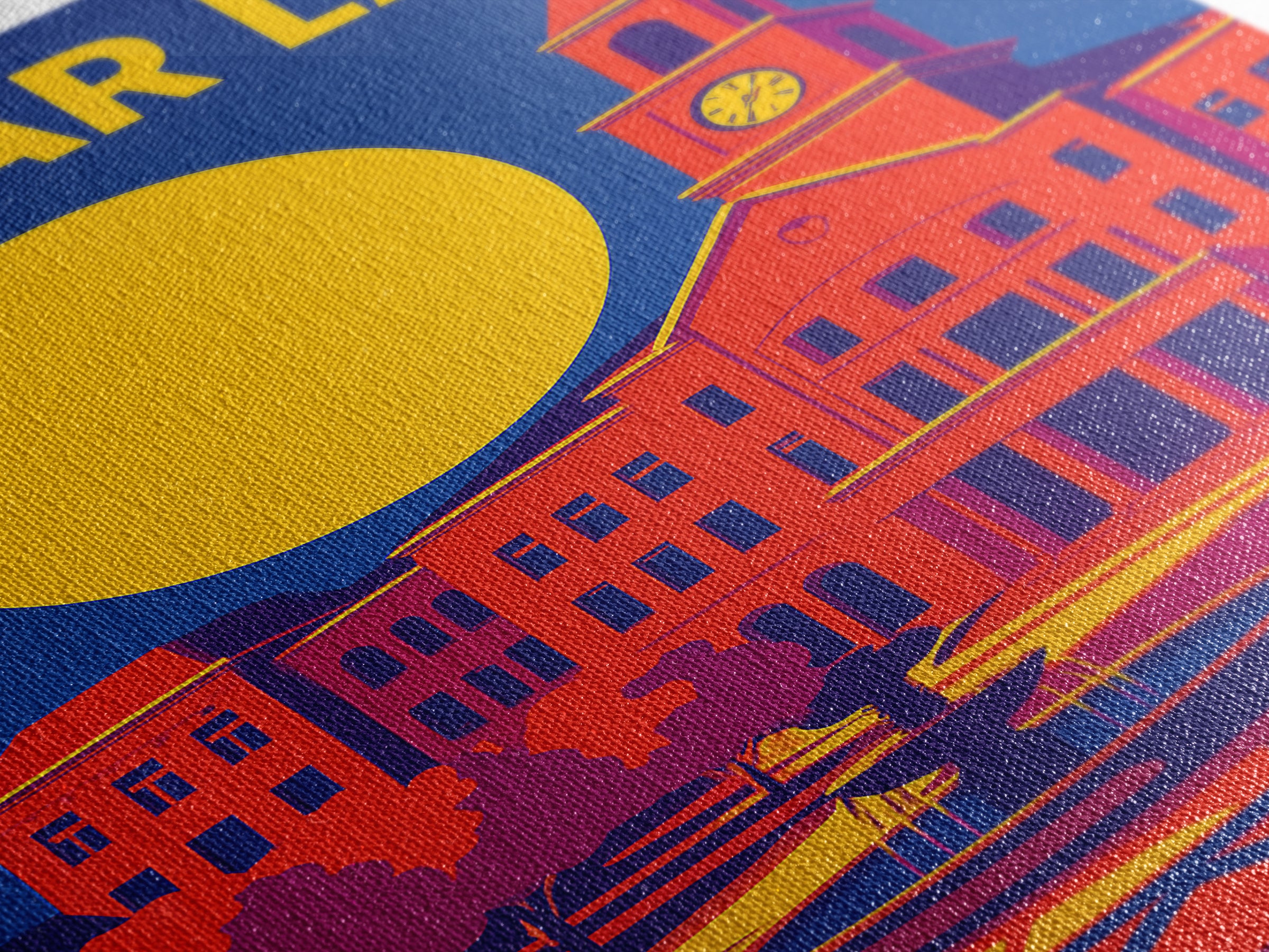 Sugar Land Texas Travel Poster, Framed Canvas Print, Vibrant Retro Travel Art, Sugar Land Art Print, City Art Print, Vintage City Poster