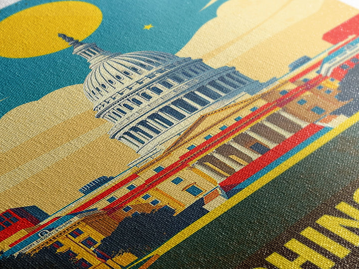 Washignton Travel Poster, Framed Canvas Print, Colorful Graphic Wall Art, Washignton Wall Art, Travel Wall Decor, City Travel Prints