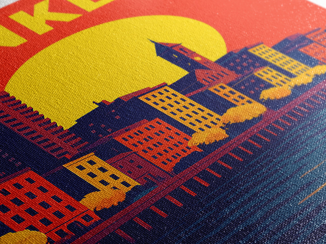Yonkers Travel Poster, Canvas Print, Vibrant Retro Travel Art, Yonkers City Art, Watercolor Skyline Art, Office Decor, Retro Travel Print