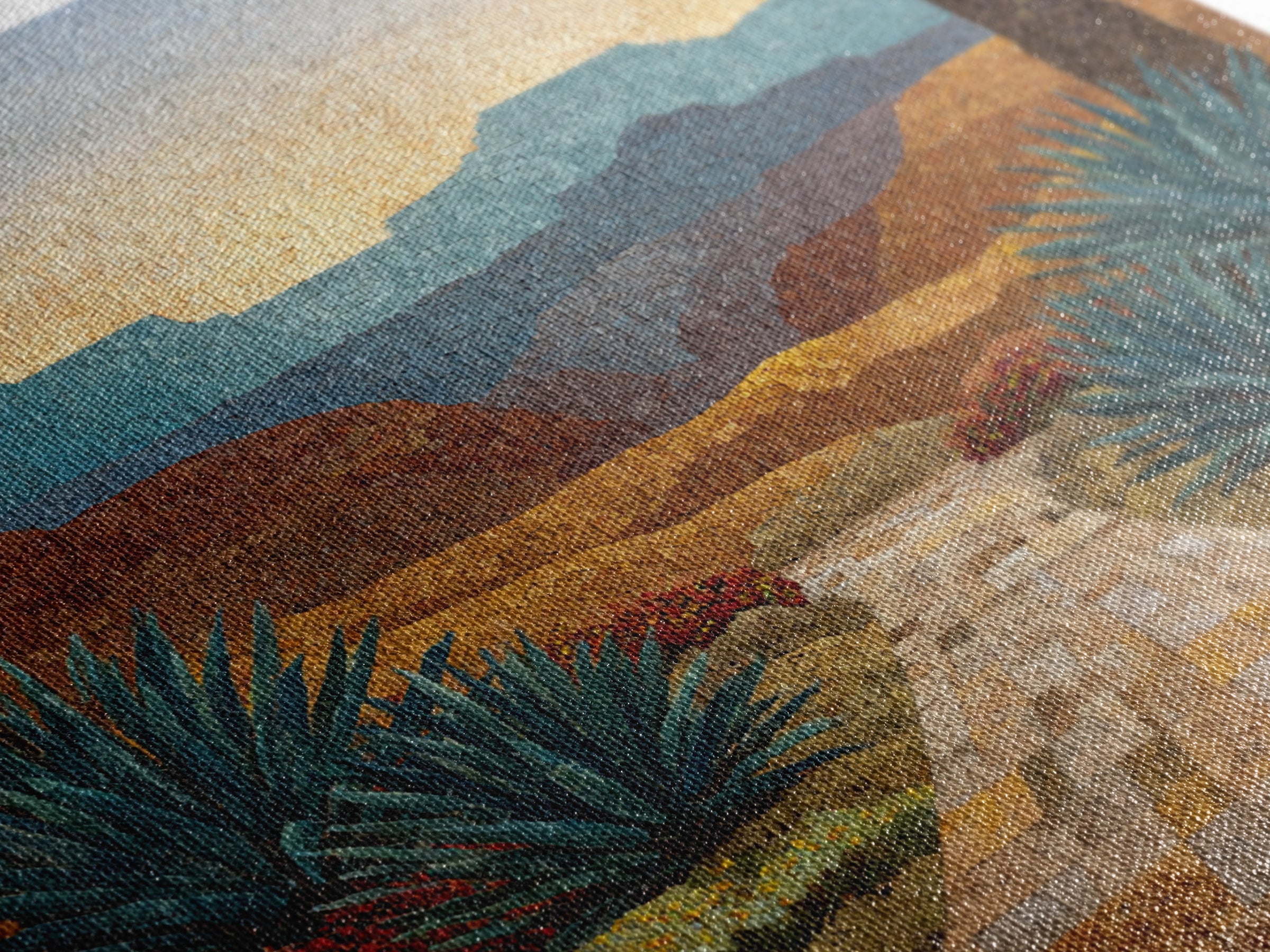 Desert Patio Agave and Bougainvillea Canvas Print, Patio Art, Yard Decor, Patio Decor, Fine Art, Outdoor, Luxury Decor, PAT-1x1-17