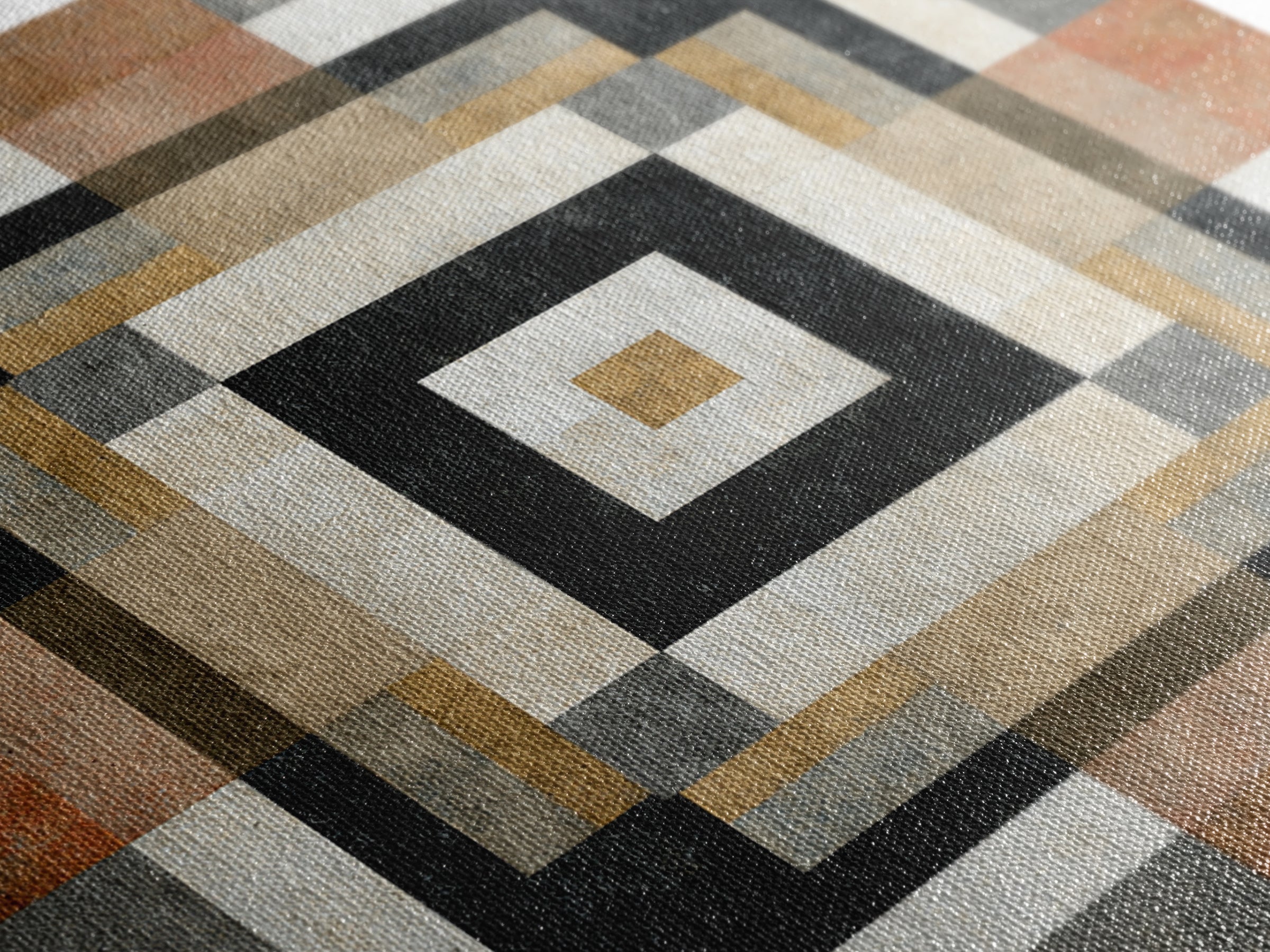 Warm Geometric Tile Pattern Framed Canvas Print, Patio Art, Wall Decor, Patio Decor, Fine Art, Outdoor, Coastal Decor, PAT-1x1-48