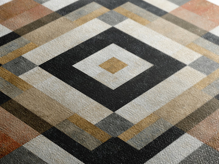 Warm Geometric Tile Pattern Framed Canvas Print, Patio Art, Wall Decor, Patio Decor, Fine Art, Outdoor, Coastal Decor, PAT-1x1-48
