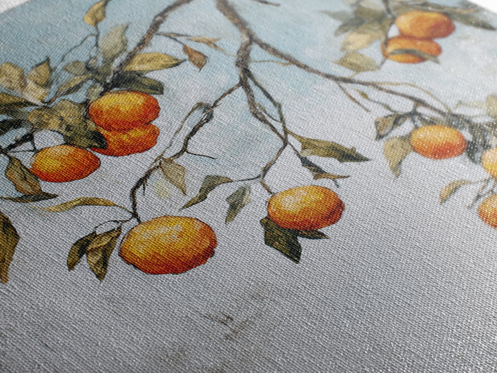 Orange Tree Branch Framed Canvas Print, Patio Art, Lake House Decor, Patio Decor, Oil Painting, Outdoor, Boho Decor, PAT-1x1-70