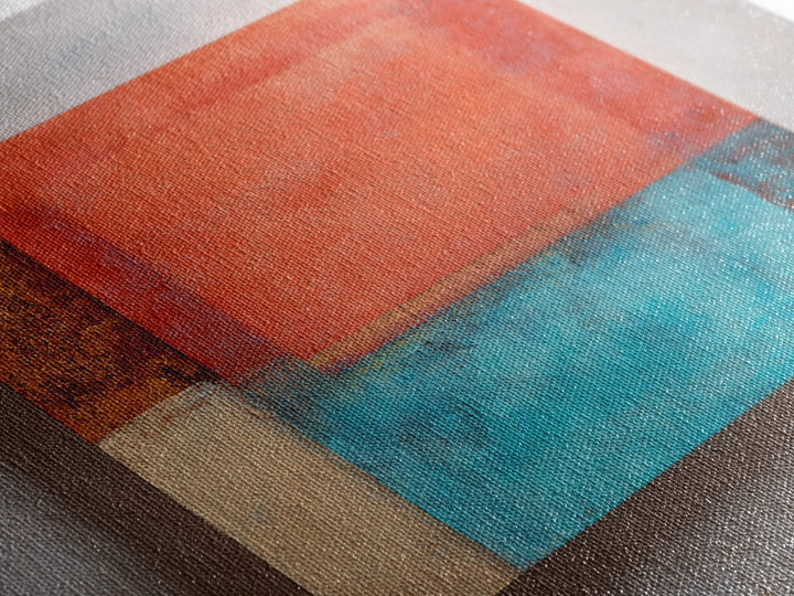 Bright Coral and Turquoise Abstract for Outdoors Framed Canvas Print, Patio Art, Mixed Media Art, Patio Decor, Outdoor, PAT-1x1-84