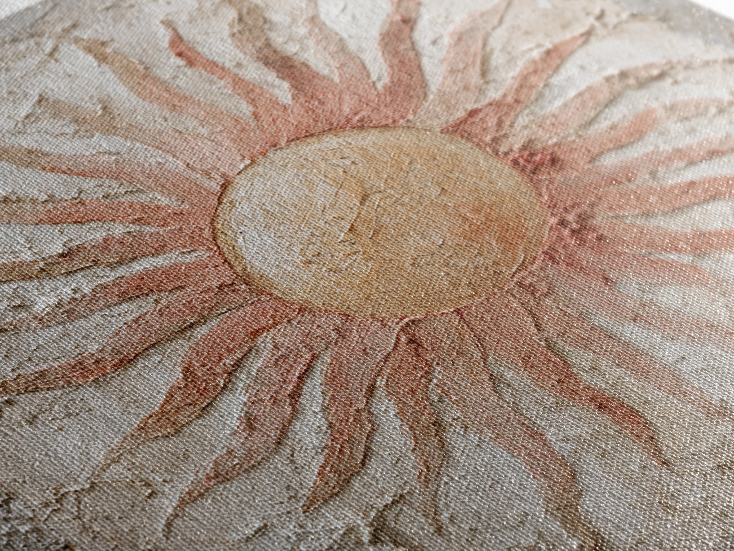 Sun Motif with Warm Terracotta Rays Canvas Print, Patio Art, Rustic Decor, Patio Decor, Fine Art, Outdoor, Textured Painting, PAT-1x1-90