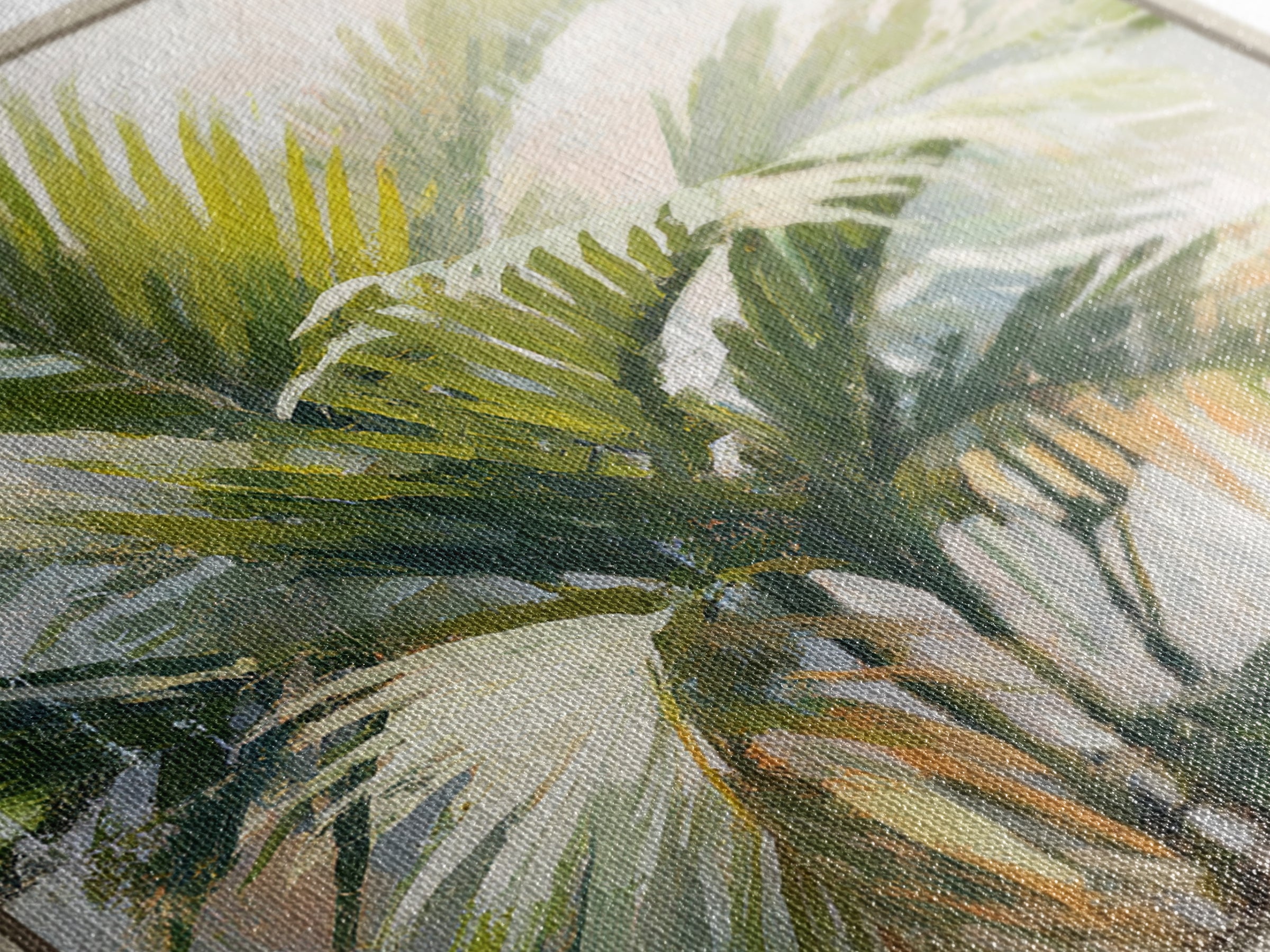Tropical Palm Fronds Canvas Print, Patio Art, Wall Art, Patio Decor, Oil Painting, Outdoor, Outdoor Wall Decor, Floral Wall Art, PAT-1x1-97