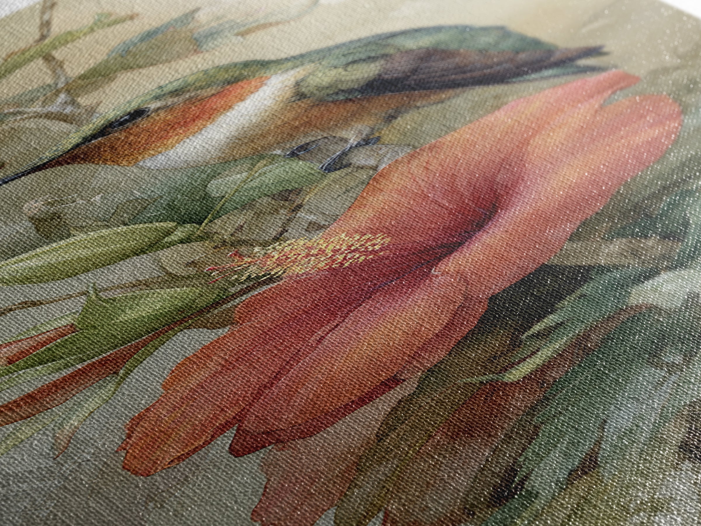 Hummingbird Visiting Bright Hibiscus Canvas Print, Patio Art, Garden Decor, Patio Decor, Fine Art, Outdoor, Beach Art, PAT-1x3-39