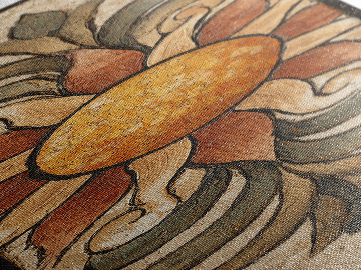 Sun Motif with Warm Terracotta Rays Framed Canvas Print, Patio Art, Patio Cushions, Patio Decor, Oil Painting, Outdoor, PAT-1x3-54