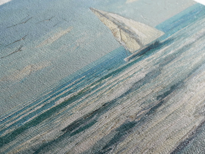 Sailboat on a Breezy Summer Horizon Framed Canvas Print, Patio Art, Porch Decor, Patio Decor, Oil Painting, Outdoor, PAT-1x3-75
