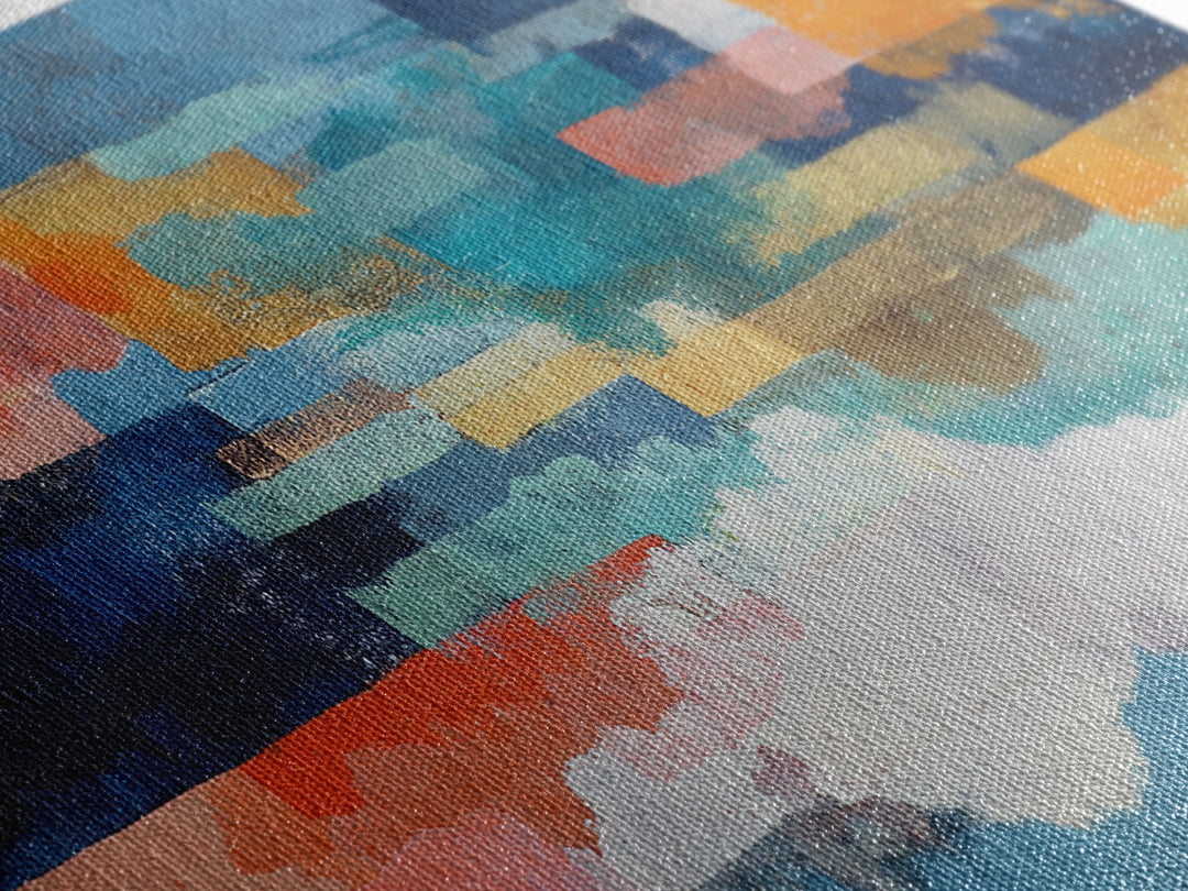 Bright Coral and Turquoise Abstract for Outdoors Canvas Print, Patio Art, Contemporary Art, Patio Decor, Abstract Art, Outdoor, PAT-2x1-32