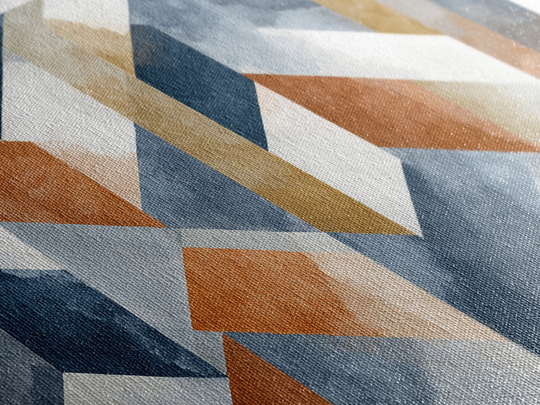 Warm Geometric Tile Pattern Canvas Print, Patio Art, Textured Painting, Patio Decor, Fine Art, Outdoor, Outdoor Wall Art, PAT-2x1-44