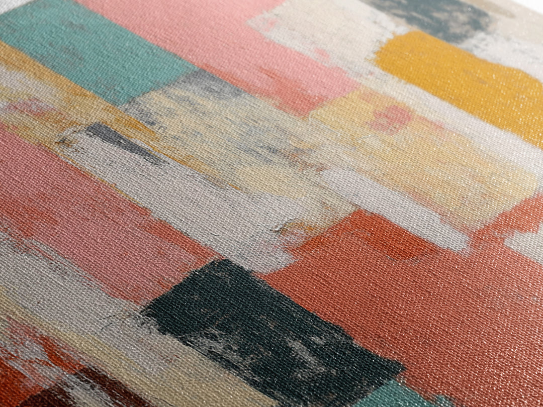 Bright Coral and Turquoise Abstract for Outdoors Framed Canvas Print, Patio Art, Metal Wall Art, Patio Decor, Abstract Art, PAT-2x1-56