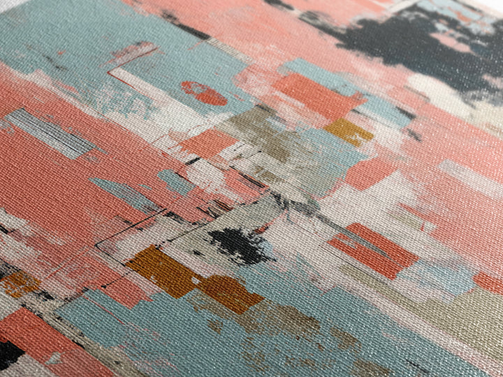 Bright Coral and Turquoise Abstract for Outdoors Framed Canvas Print, Patio Art, Bar Art, Patio Decor, Fine Art, Outdoor, PAT-2x1-80