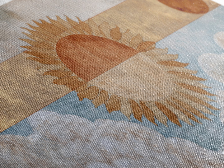 Sun Motif with Warm Terracotta Rays Framed Canvas Print, Patio Art, Home Decor, Patio Decor, Fine Art, Outdoor, Floral Wall Art, PAT-2x1-86
