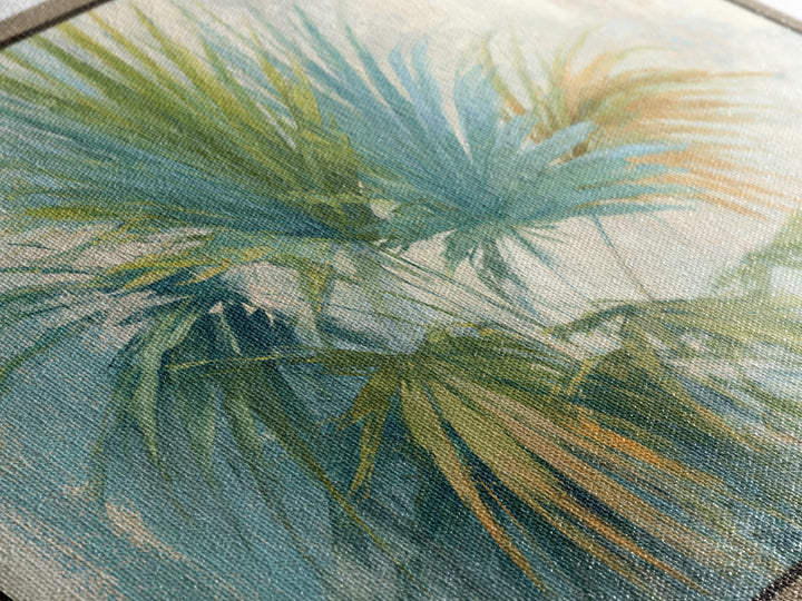 Tropical Palm Fronds Canvas Print, Patio Art, Metal Art, Patio Decor, Outdoor, Patio Cushions, Yard Decor, Mixed Media Art, PAT-2x1-93
