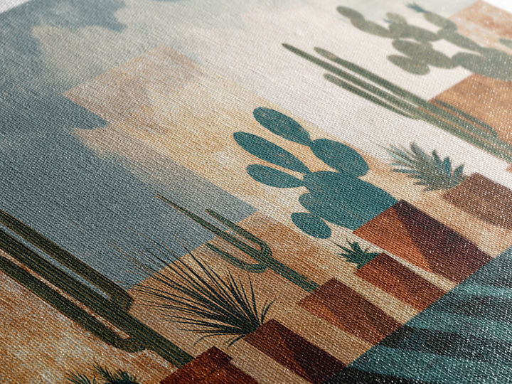 Cactus and Agave Framed Canvas Print, Patio Art, Beach House Decor, Patio Decor, Oil Painting, Outdoor, Modern Decor, PAT-2x1-96