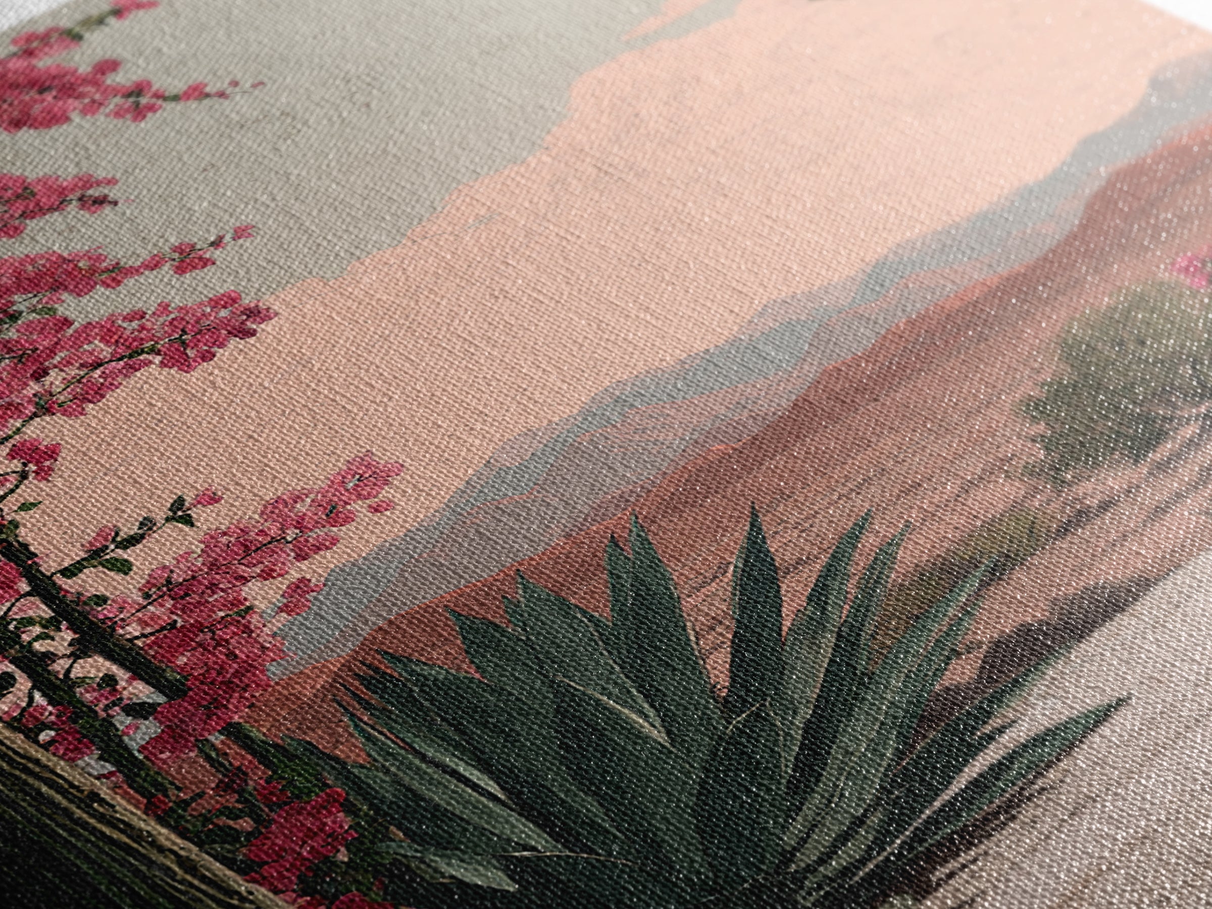 Desert Patio Agave and Bougainvillea Framed Canvas Print, Patio Art, Wall Art, Patio Decor, Oil Painting, Outdoor, PAT-2x3-1