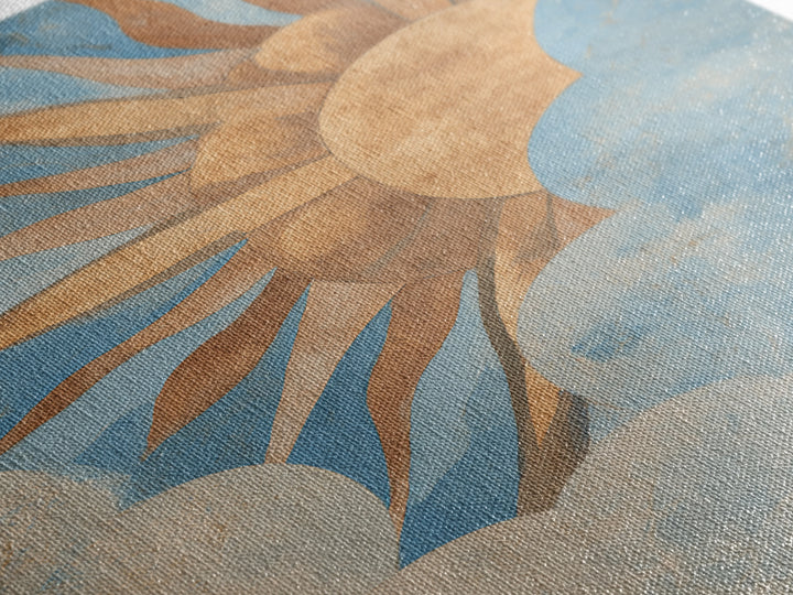 Sun Motif with Warm Terracotta Rays Framed Canvas Print, Patio Art, Boho Decor, Patio Decor, Abstract Art, Outdoor, PAT-2x3-2