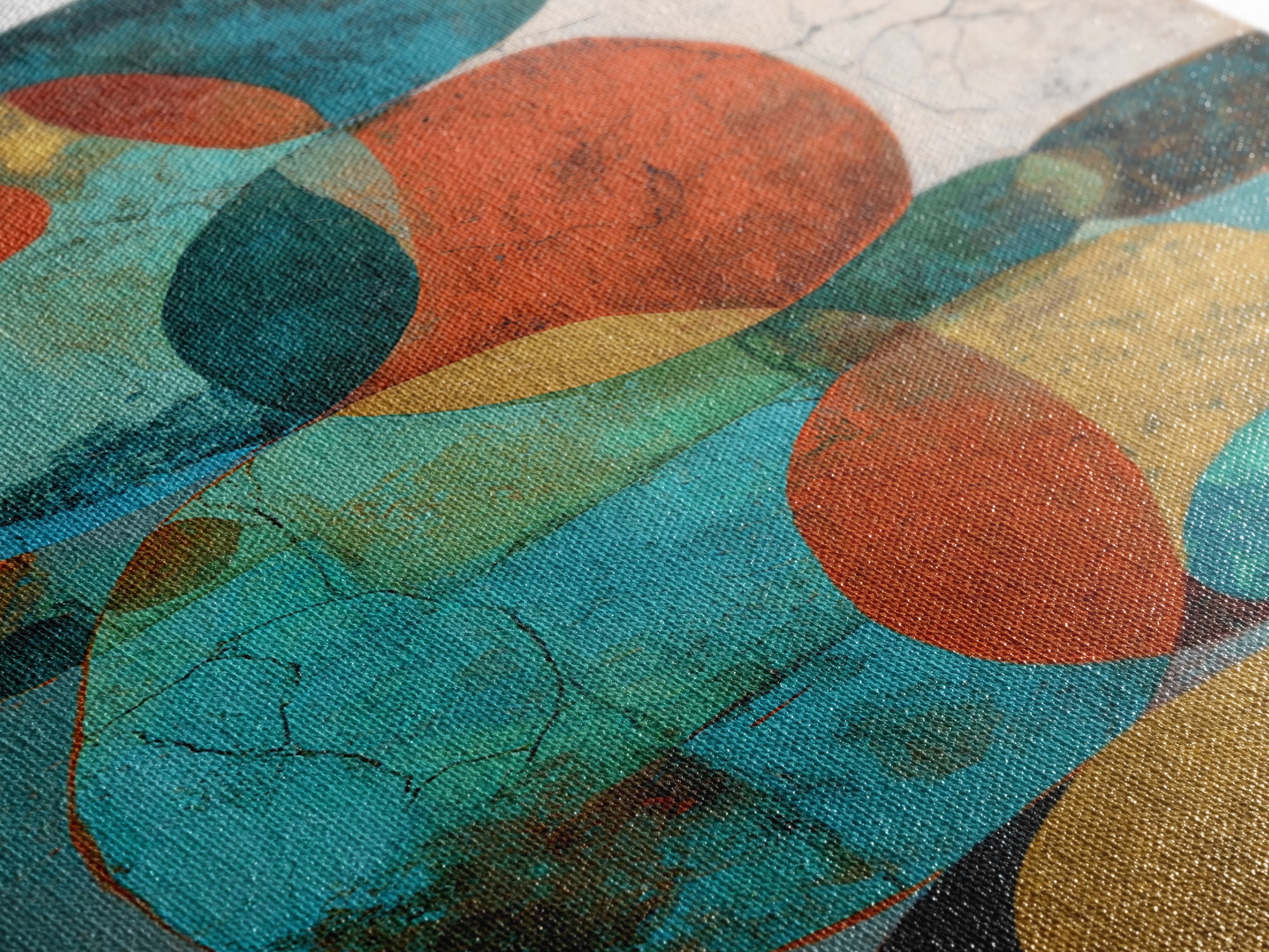 Bright Coral and Turquoise Abstract for Outdoors Framed Canvas Print, Patio Art, Outdoor Art, Patio Decor, Abstract Art, PAT-2x3-44
