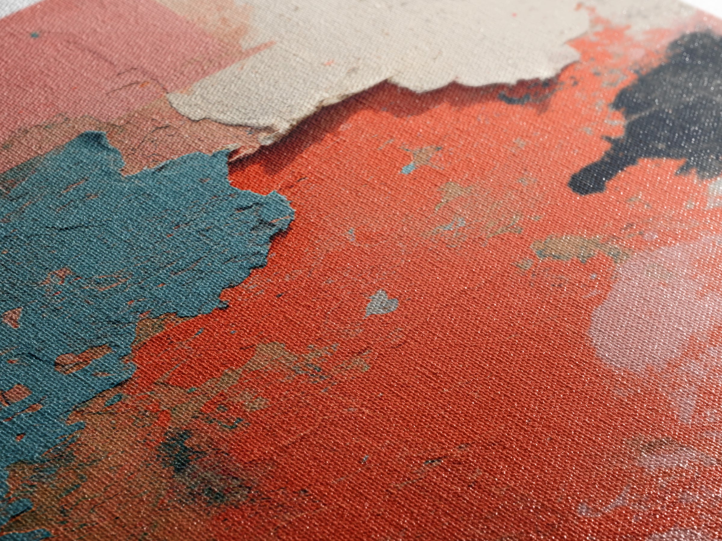 Bright Coral and Turquoise Abstract for Outdoors Framed Canvas Print, Patio Art, Garden Art, Patio Decor, Fine Art, Outdoor, PAT-2x3-68