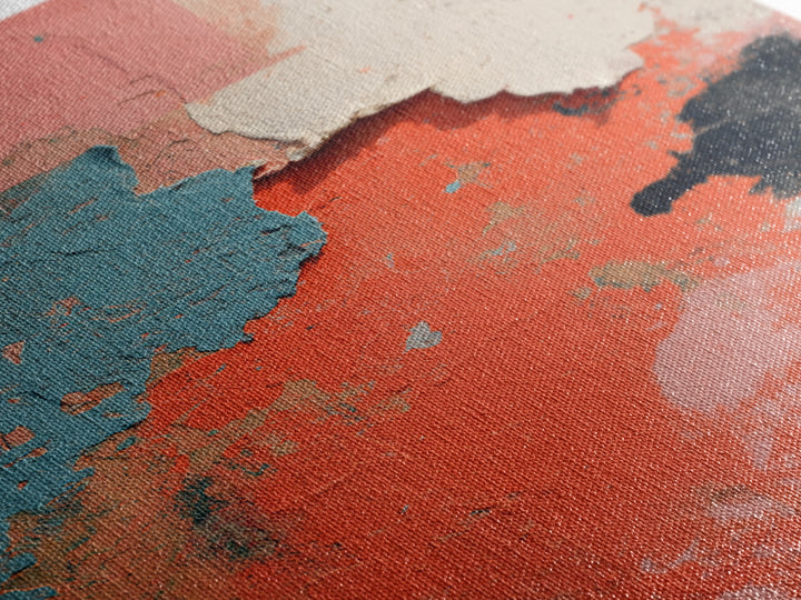 Bright Coral and Turquoise Abstract for Outdoors Framed Canvas Print, Patio Art, Garden Art, Patio Decor, Fine Art, Outdoor, PAT-2x3-68
