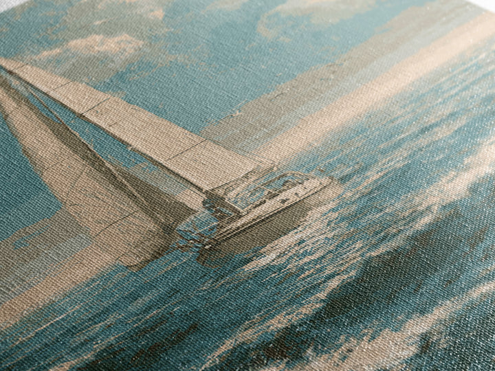 Sailboat on a Breezy Summer Horizon Canvas Print, Patio Art, Wall Hanging, Patio Decor, Oil Painting, Outdoor, Beach Art, PAT-2x3-71