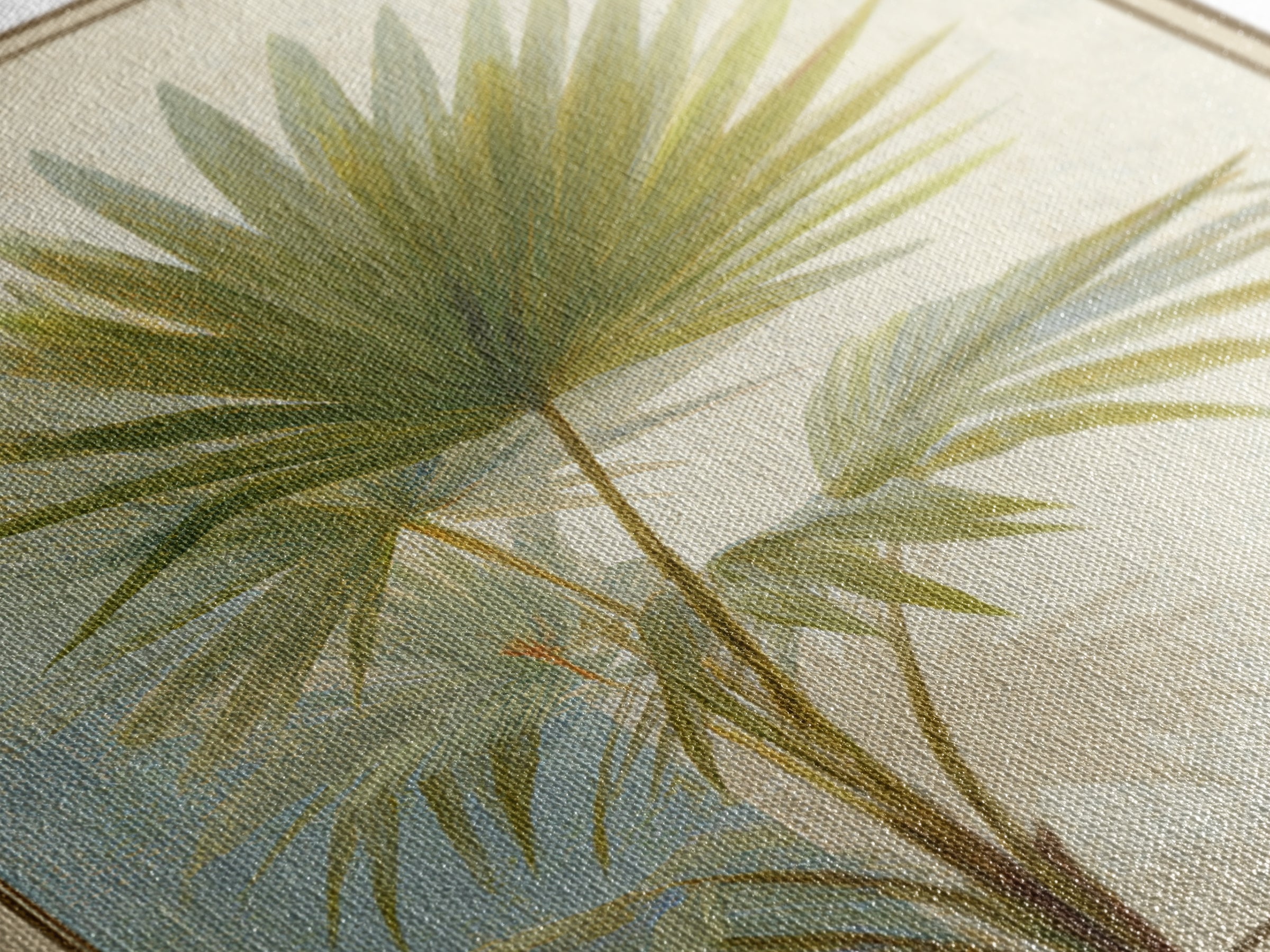 Tropical Palm Fronds Canvas Print, Patio Art, Floral Wall Art, Patio Decor, Oil Painting, Outdoor, Mixed Media Art, PAT-2x3-81