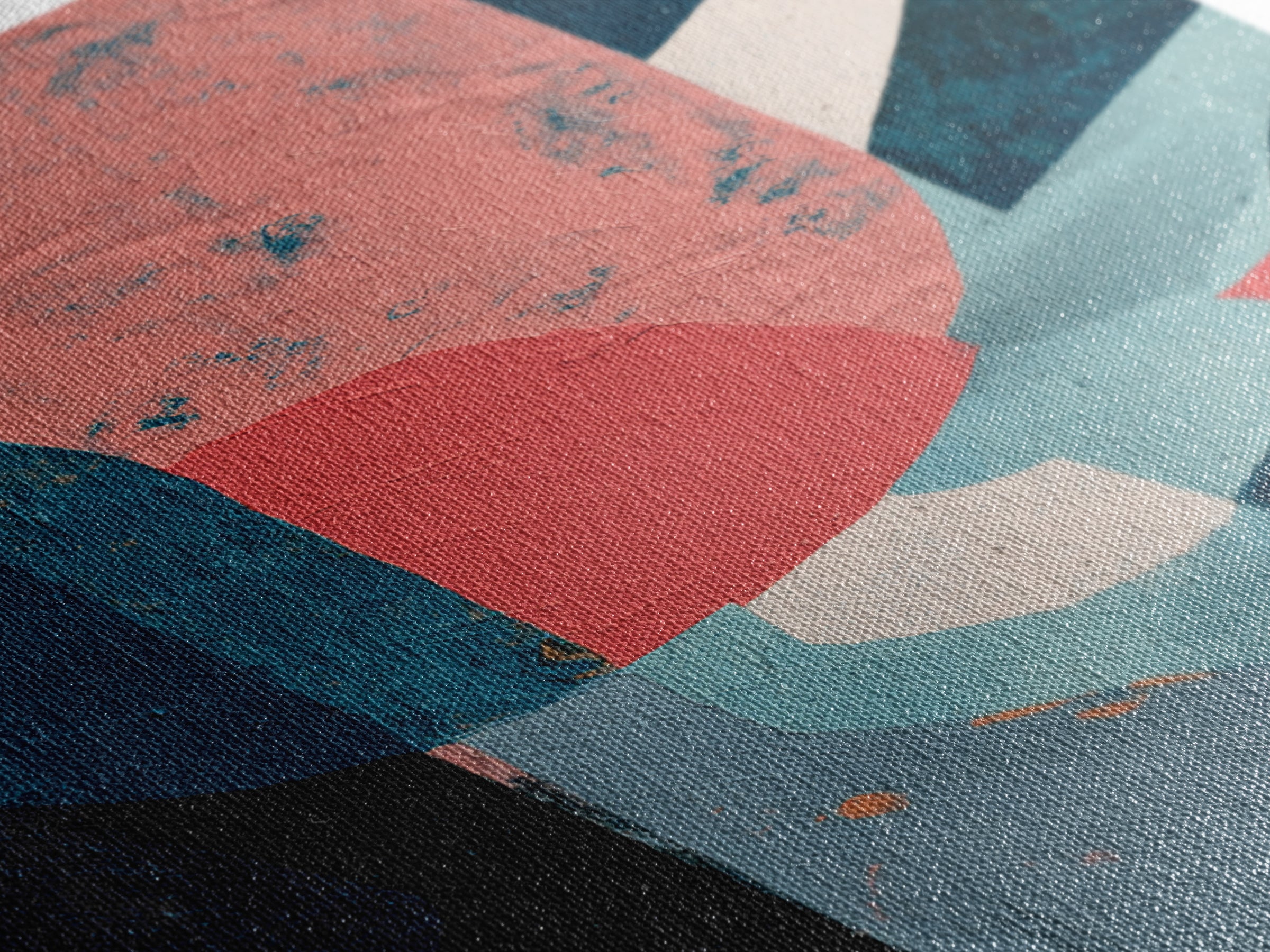 Bright Coral and Turquoise Abstract for Outdoors Framed Canvas Print, Patio Art, Gallery Decor, Patio Decor, Fine Art, Outdoor, PAT-2x3-92